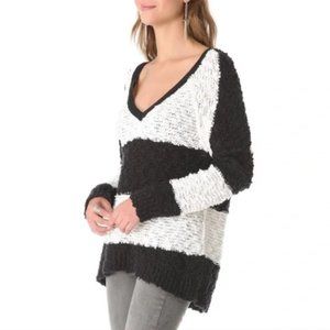 Free People Songbird Striped Cotton Chunky Knit Sweater